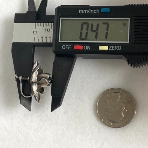 VTG Sterling Silver 925 0.89" 3D Oxidized Layered Flower Screw Back Earrings 8g - Picture 14 of 16